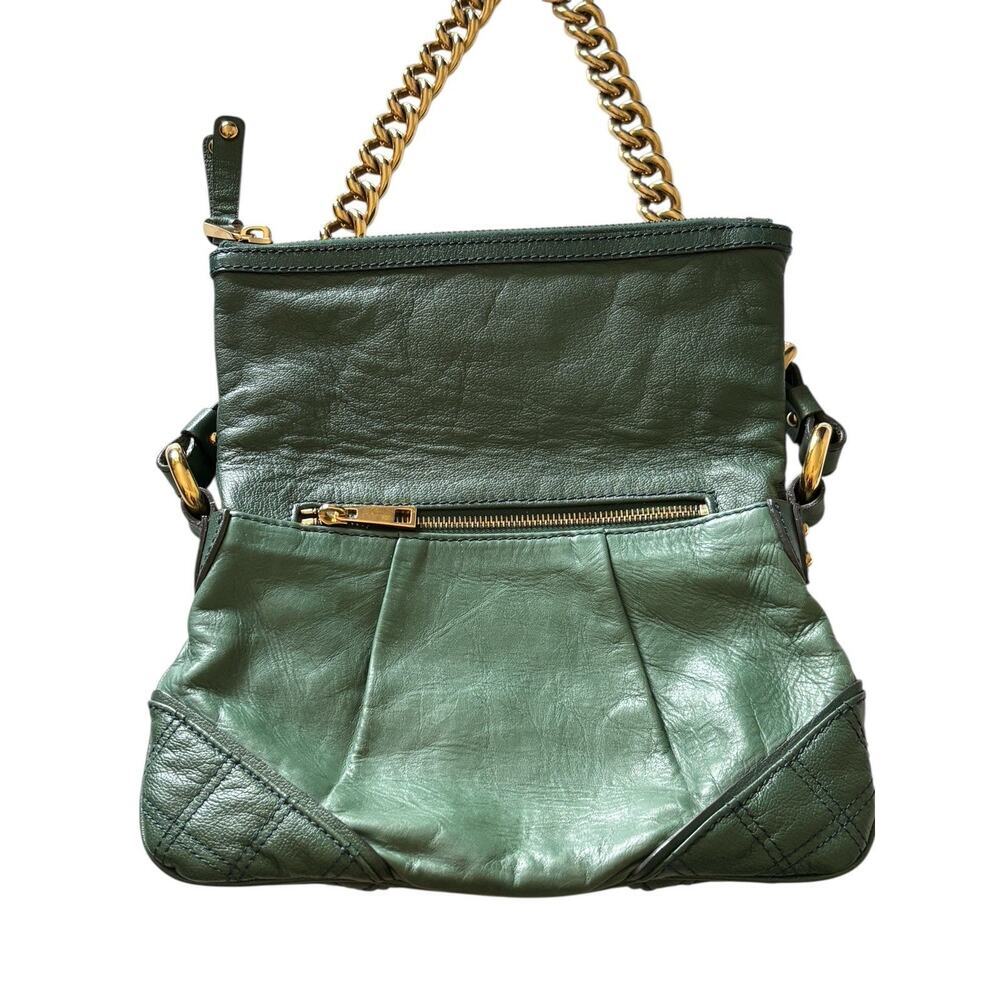 Marc Jacobs Mayfair Green Quilted Leather Heavy Gold Chain Shoulder Bag Preowned - Picture 7 of 11